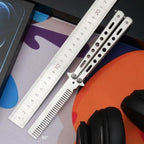 Butterfly Knife Practice Comb – Foldable Stainless Steel Beard Comb Butterfly Knife Comb Richie's Silvery