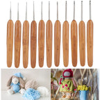 11pc Bamboo Crochet Hook Set Mixed Sizes 0.5–3mm | Ergonomic Crochet Hook Set Richie's