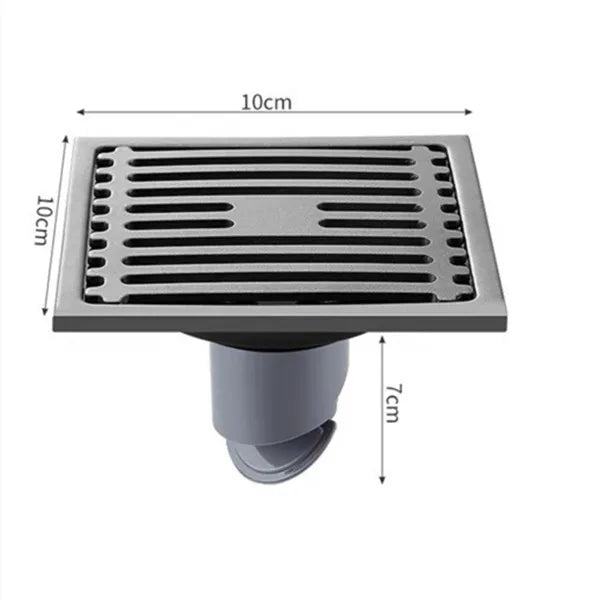 Stainless Steel Square Floor Drain with Odor Trap | 4 Inch Square Floor Drain Richie's Gun Grey-Single
