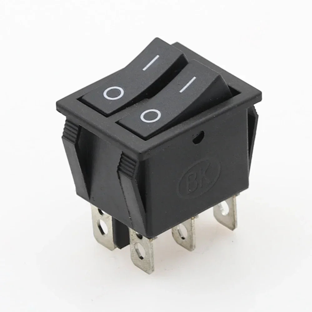 KCD8 6-Pin Waterproof Rocker Switch 16A 250V Latching ON-OFF Rocker Switch Richie's 2D6P-Black Black