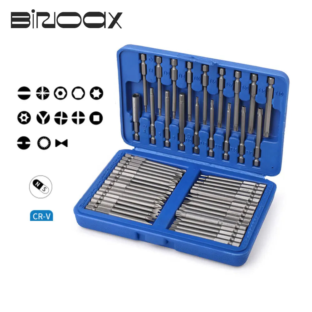 50pc 75mm Extra Long Screwdriver Bit Set – Torx Hex Phillips Square Screwdriver Bit Set Richie's