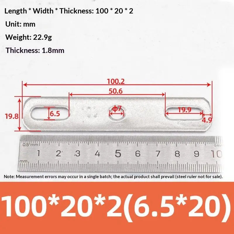 304 Stainless Steel Double Hole Flat Gasket Straight Plate Metal Flat Gasket Richie's 100x20x2cm A