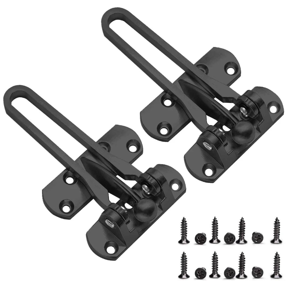 2-Pack Swing Bar Door Guard – Zinc Alloy Security Latch Lock Swing Bar Door Lock Richie's black