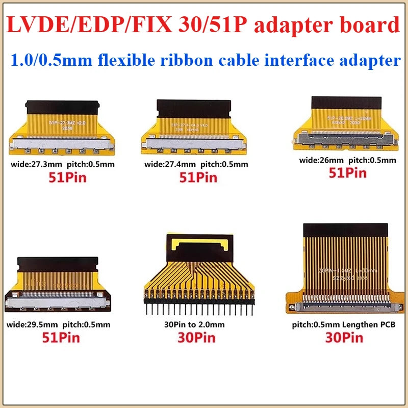 LVDS EDP Adapter Board 30P to FPC 30P/51P Flexible Cable Converter FPC Interface Adapter Richie's