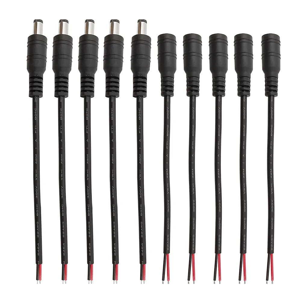 DC Power Pigtail Cable 5.5mm x 2.1mm Male Female Barrel Connector DC Power Connector Richie's