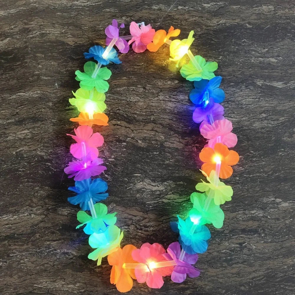 Bohemian Multicolor LED Hawaii Flower Lei Silk Petal Party Wreath Costume Accessory Richie's Multicolor 4