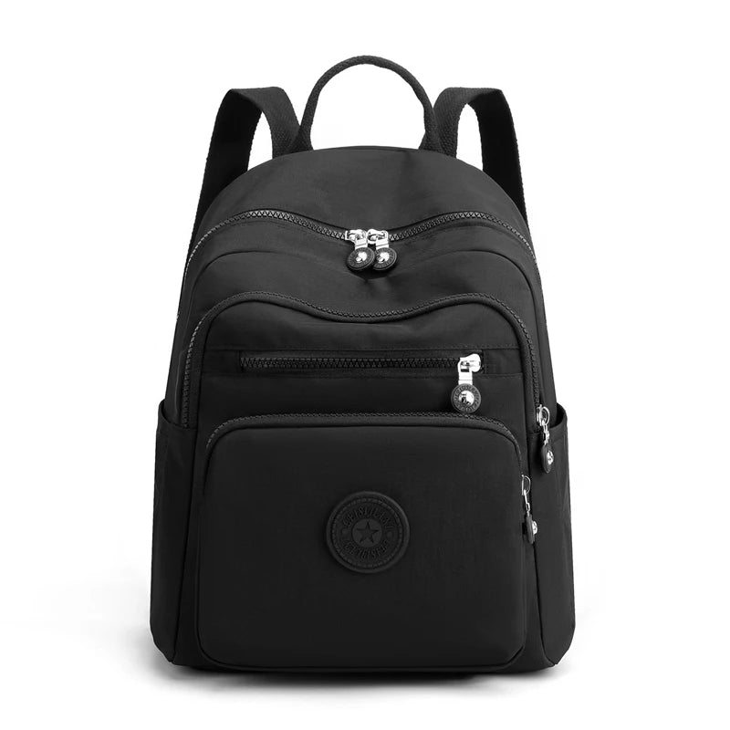Women's Waterproof Nylon Backpack – Casual Travel School Bag Women's Backpack Richie's black