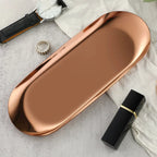 Stainless Steel Oval Storage Tray – Jewelry & Vanity Organizer Metal Storage Tray Richie's L Rose Gold
