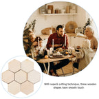 100Pcs Beech Wood Hexagon Craft Pieces for DIY Decor & Ornaments Wood Craft Shapes Richie's