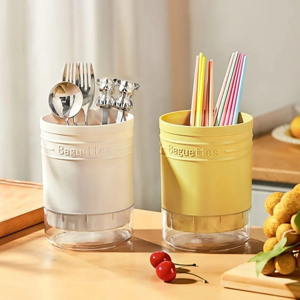 Cylindrical Cutlery & Chopstick Holder with Drain Design Utensil Storage Holder Richie's