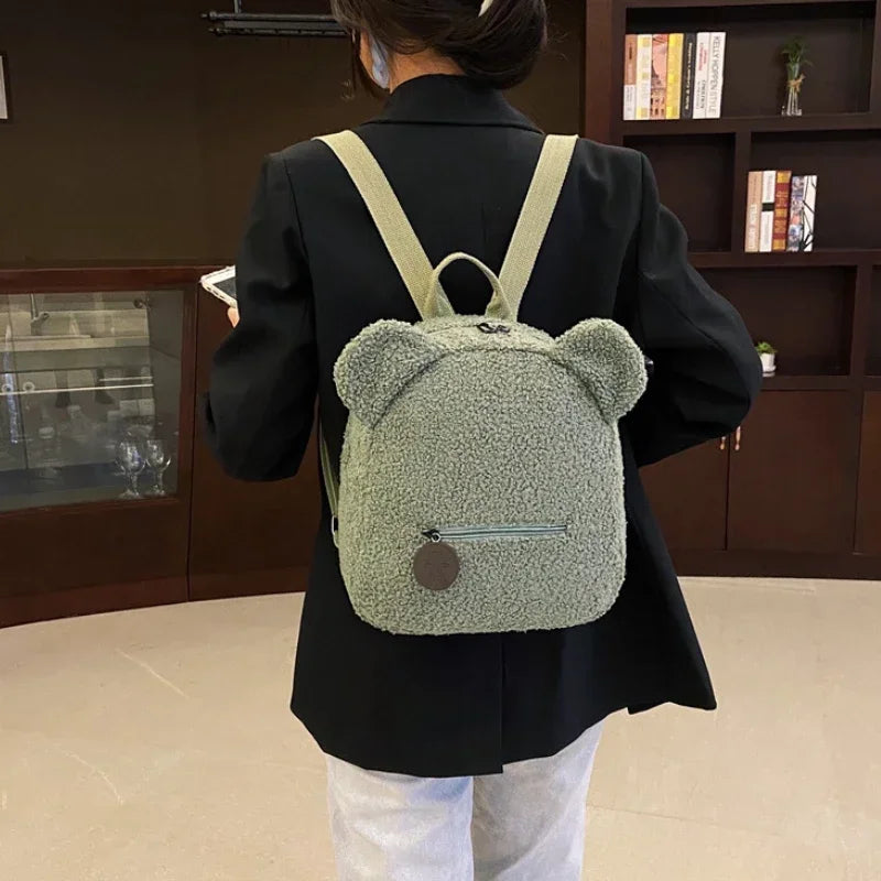 Bear Ear Fleece Backpack for Kids Girls – Cute Plush Daypack Kids Plush Backpack Richie's