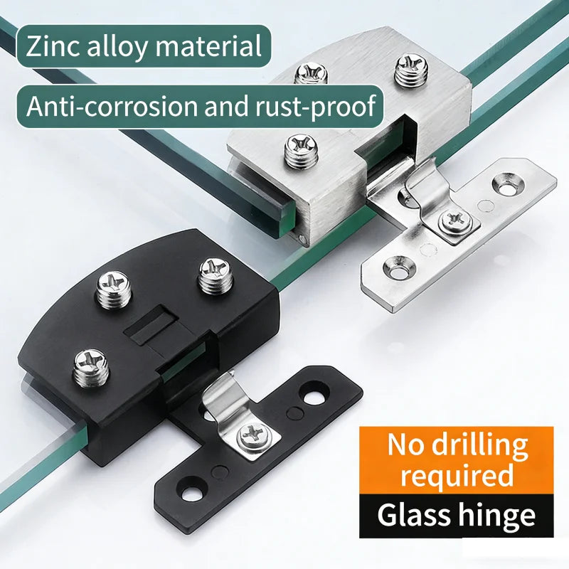 Punch-Free Cabinet Glass Hinge Clamp – Zinc Alloy Door Hinge Cabinet Glass Hinge Richie's
