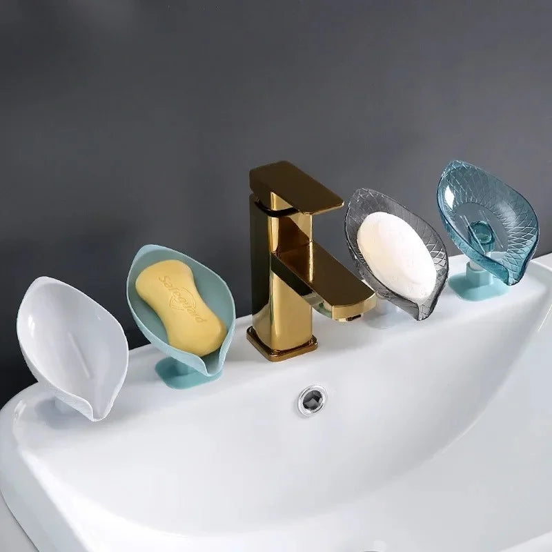 Leaf Shape Drain Soap Holder Suction Cup Tray – Shower & Kitchen Soap Dish Holder Richie's