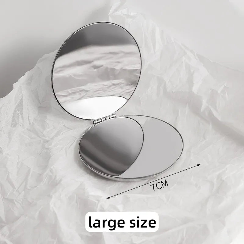 Foldable Double-Sided Pocket Makeup Mirror – Stainless Steel Compact Makeup Mirror Richie's Round large size