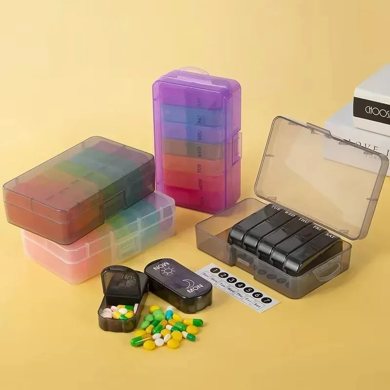 7-Day Weekly Pill Organizer – Portable Travel Pillbox Weekly Pill Organizer Richie's