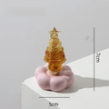 Glass Christmas Tree Figurine with Rotating Ceramic Base | Mini Christmas Figurine Richie's Golden Brown
