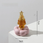 Glass Christmas Tree Figurine with Rotating Ceramic Base | Mini Christmas Figurine Richie's Golden Brown