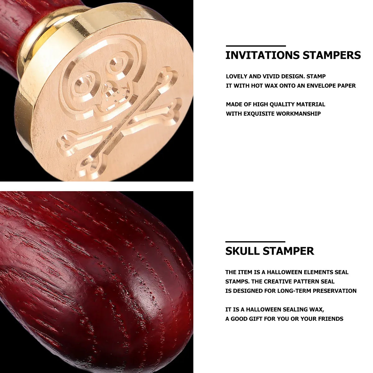 Halloween Skull Wax Seal Stamp for Invitations & Envelopes Wax Seal Stamp Richie's
