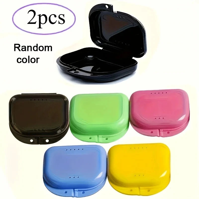 2-Pack Portable Denture Case with Vent Hole & Safety Seal Lid Denture Storage Case Richie's random color 2pcs