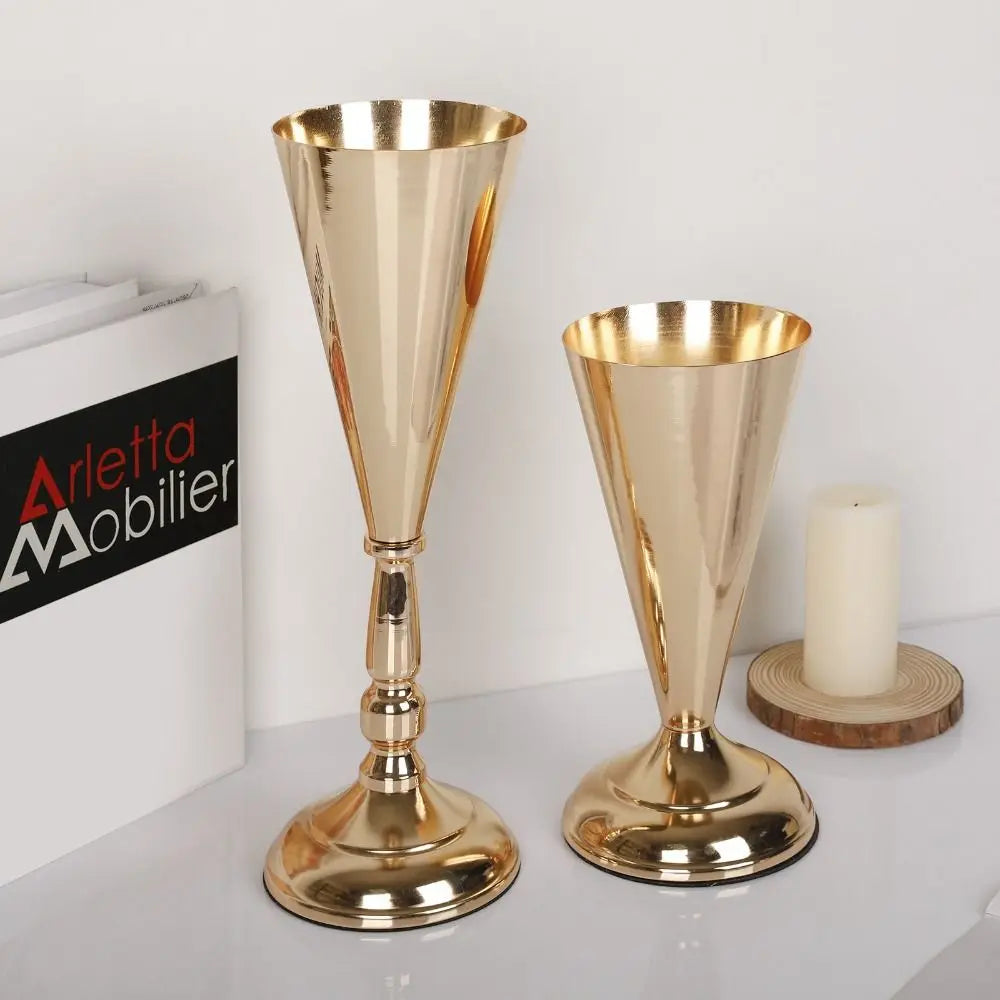 Golden Iron Flower Vase European Wedding Candle Holder Stand Decorative Flower Vase Richie's