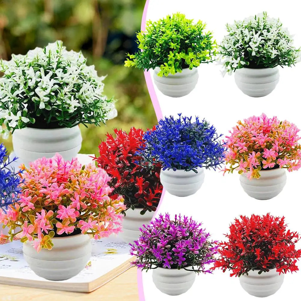 Artificial Bonsai Potted Plant – Multi-Color Faux Grass Décor Artificial Potted Plant Richie's