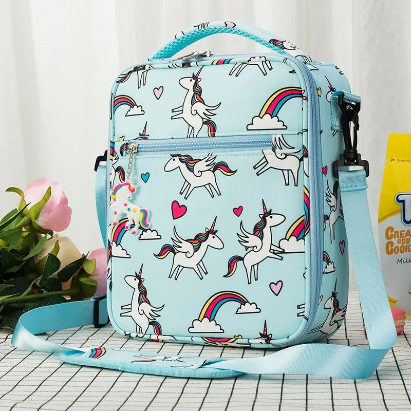 Kids Insulated Lunch Bag – Dinosaur & Unicorn Cartoon Bento Kids Lunch Bag Richie's Blue