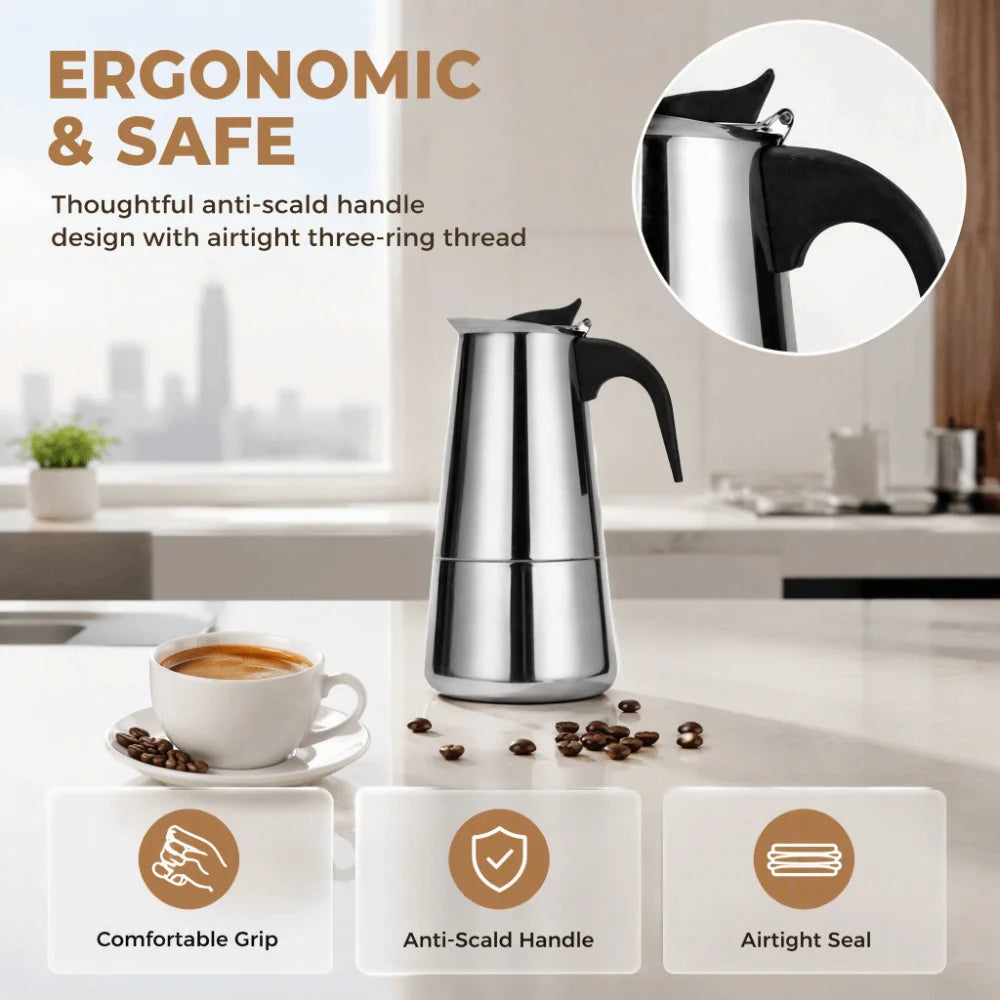 Stainless Steel Moka Pot 200ml Stovetop Espresso Coffee Maker Stovetop Coffee Maker Richie's