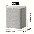 Large Foldable Storage Bag with Lid & Reinforced Handles Foldable Storage Bag Richie's Grey - 220L- 1pc