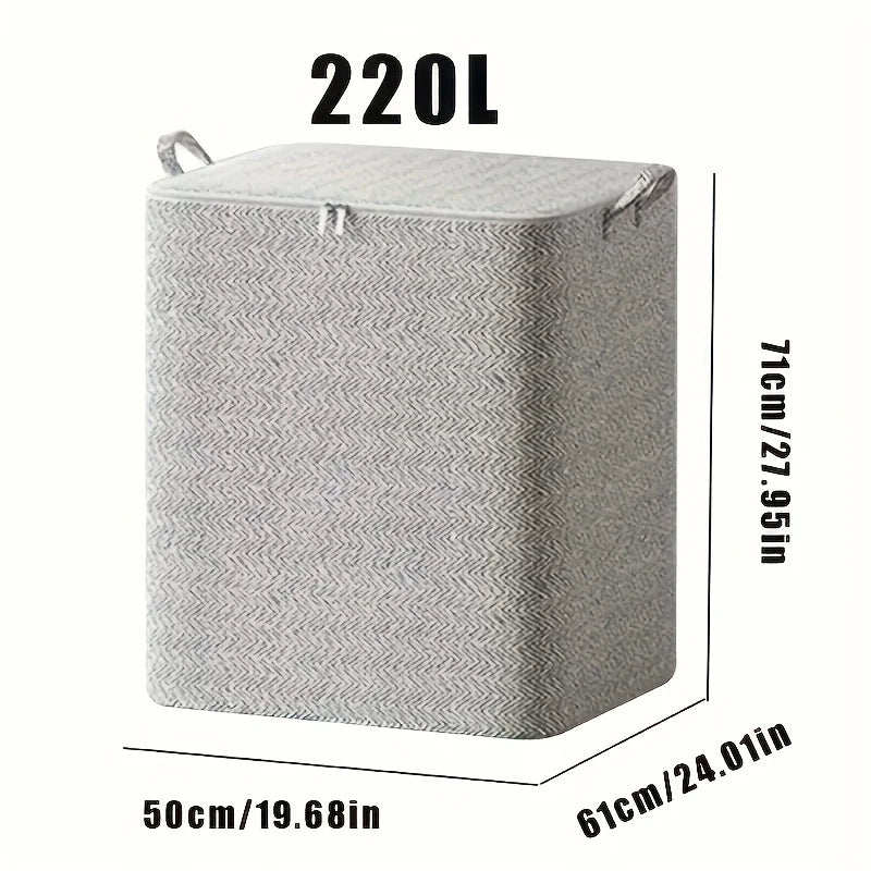Large Foldable Storage Bag with Lid & Reinforced Handles Foldable Storage Bag Richie's Grey - 220L- 1pc