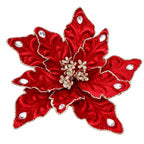 Glitter Poinsettia Artificial Christmas Flower 22cm Decoration Christmas Artificial Flower Richie's