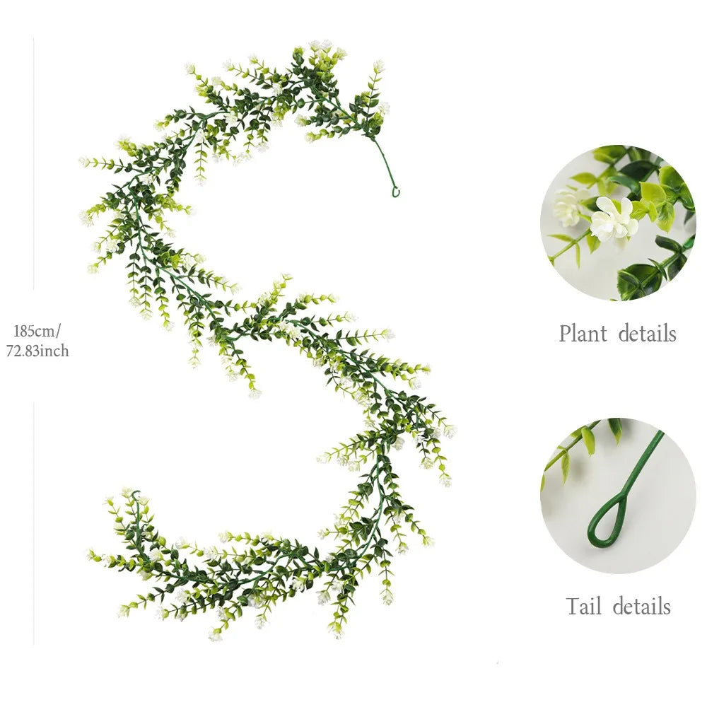 132-Flower Artificial Eucalyptus Vine – Faux Floral Wall Decor Artificial Floral Vine Richie's White