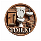 Wooden Hanging Bathroom Sign Round Farmhouse Wall Décor Wall Sign Plaque Richie's 09