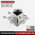 Stainless Steel Square Tube Connector Flange Base 20–40mm Tube Connector Fitting Richie's 1 20mm