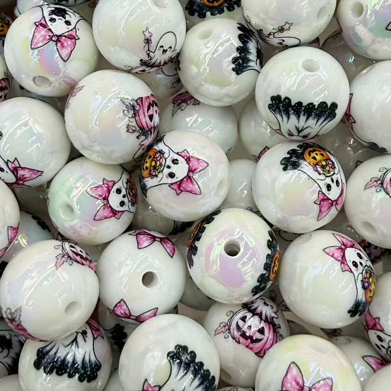 40pcs Iridescent Ghost Acrylic Beads 16mm Halloween DIY Craft Craft Beads Richie's