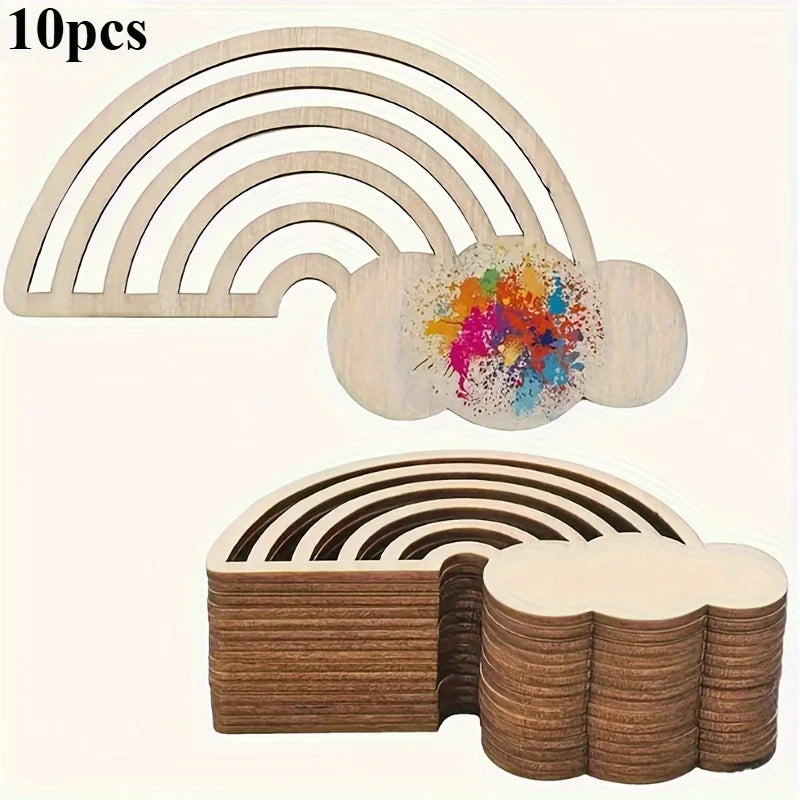 10pcs Wooden Rainbow & Cloud DIY Craft Hangings | Unfinished Wood Craft Hangings Richie's
