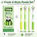 Kawaii Panda Retractable Gel Pen Set 4Pcs – 0.5mm Black Ink Gel Pen Set Richie's