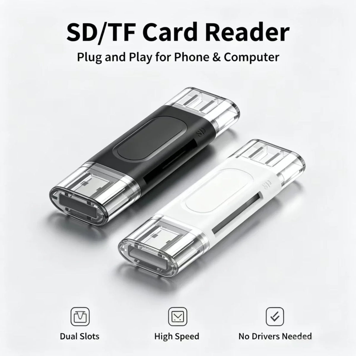 USB-A & Type-C Dual-Port SD/TF Card Reader – OTG Adapter USB Card Reader Richie's
