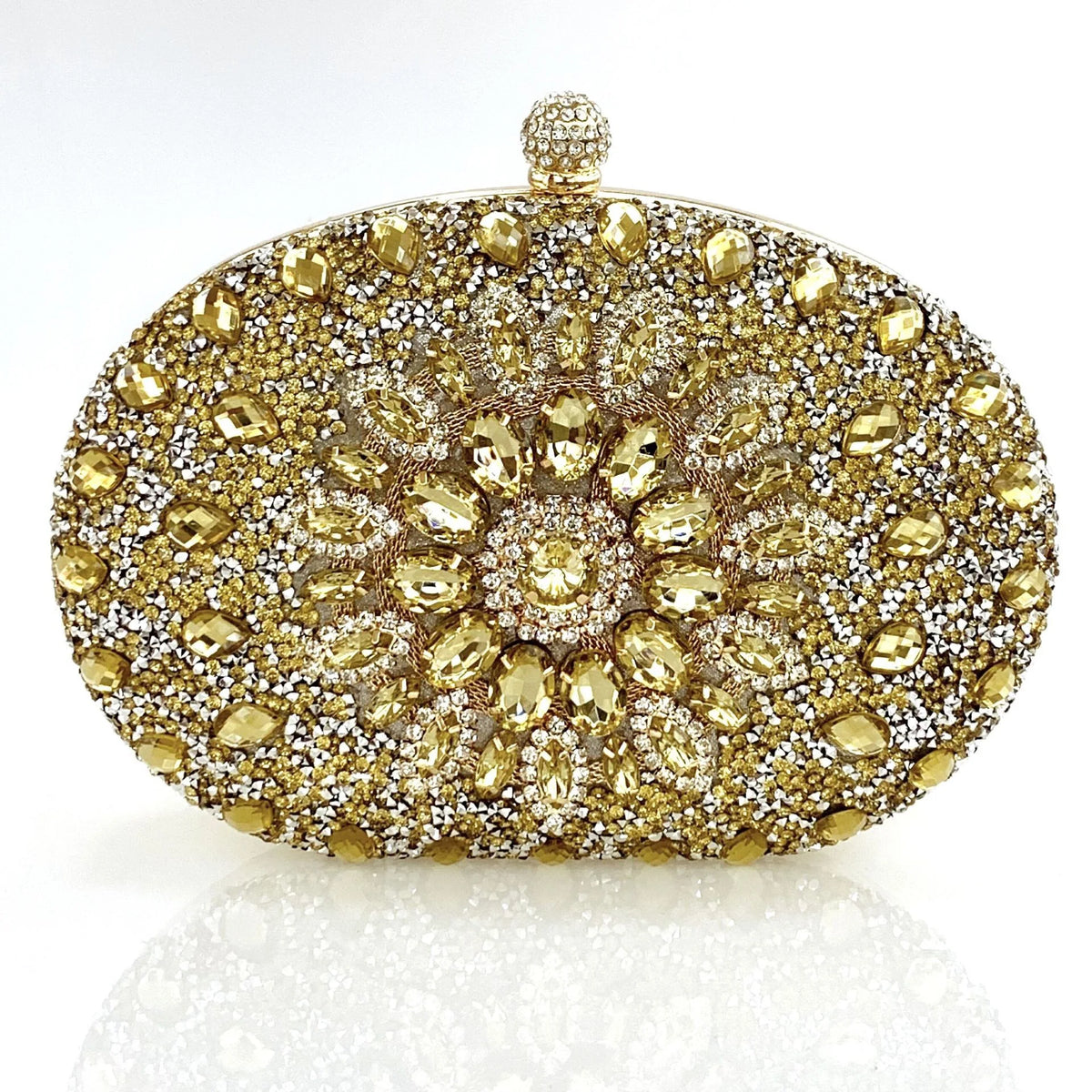 Flower Rhinestone Evening Clutch Bag with Chain – Prom & Wedding Evening Clutch Bag Richie's Gold 20x5x15cm