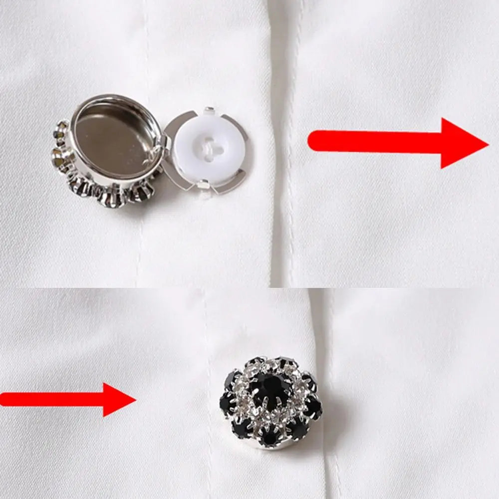 Pearl Button Covers DIY Alloy Rhinestone Shirt Cufflinks Button Cover Accessory Richie's