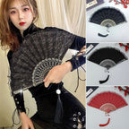 Lace Folding Hand Fan Tassel Floral Pattern – Gift & Photo Prop Decorative Folding Fan Richie's