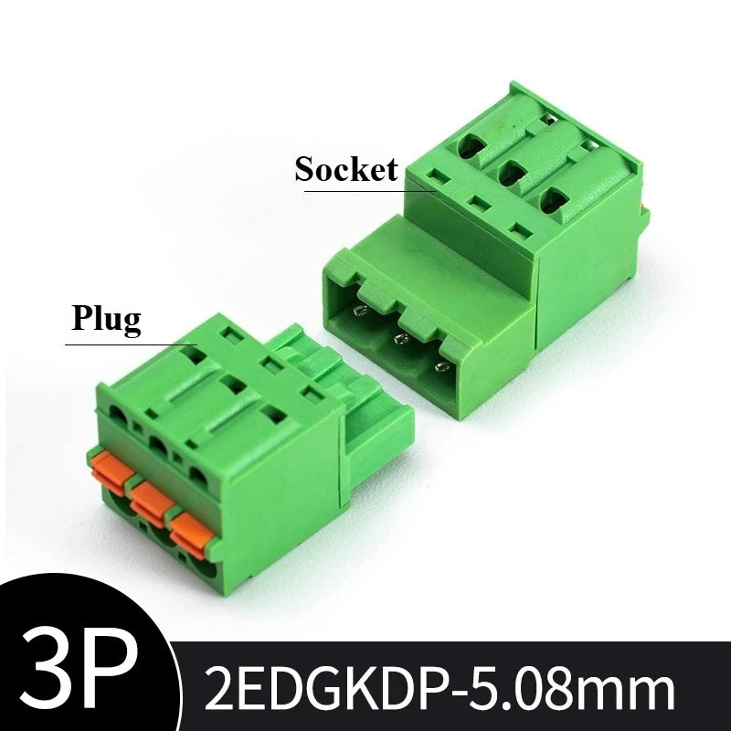 Spring-Press Plug-In Terminal Block 5.08mm 2–24P | 2EDGKD Set Terminal Block Connector Richie's 3P Plug and socket set