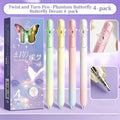 Butterfly Fidget Gel Pen Set 4 Pcs – Aesthetic Rotatable Top Fidget Gel Pen Set Richie's black