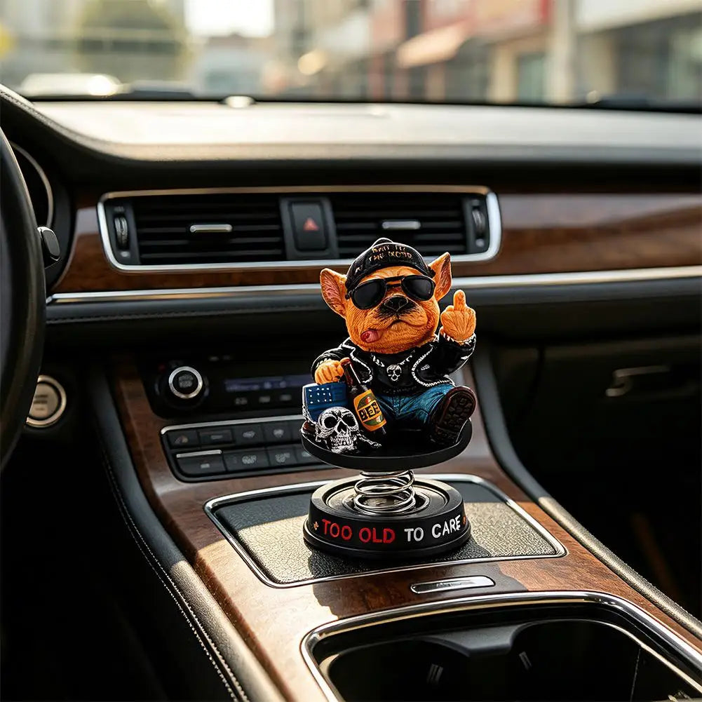 French Bulldog Biker Shaking Head Car Dashboard Ornament Dashboard Ornament Richie's