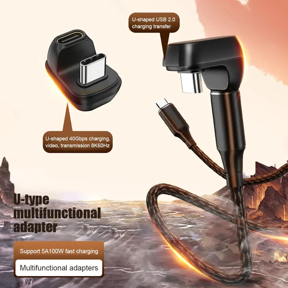 USB-C 180° Angle Adapter 40Gbps 100W Fast Charge Type-C USB-C Angle Adapter Richie's