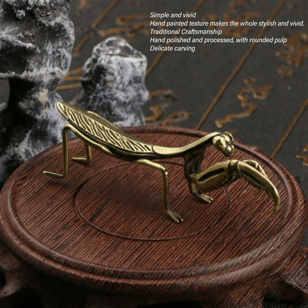 Solid Copper Praying Mantis Figurine Brass Collectible Ornament Copper Figurine Richie's