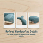 Hand Carved Wooden Blue Whale Figurine | Ocean Desk Decor Wooden Figurine Richie's