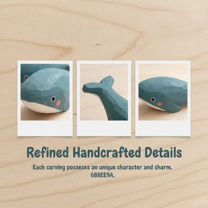 Hand Carved Wooden Blue Whale Figurine | Ocean Desk Decor Wooden Figurine Richie's