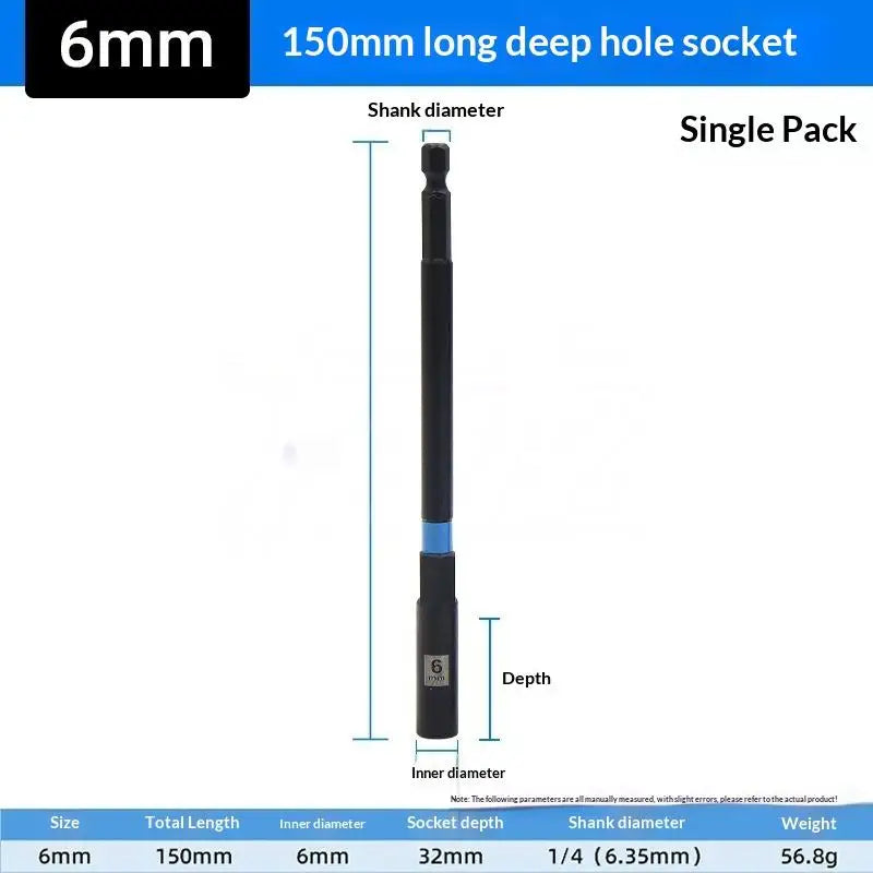 150mm Hex Nut Driver Extension Sleeve 6–14mm Socket Adapter Socket Wrench Adapter Richie's A1