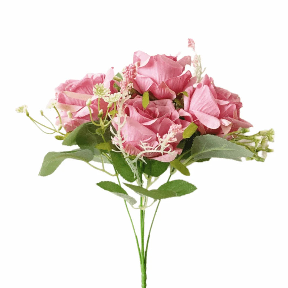 5-Head Silk Artificial Hydrangea Flowers – Lifelike Party Decor Artificial Silk Flowers Richie's Pink
