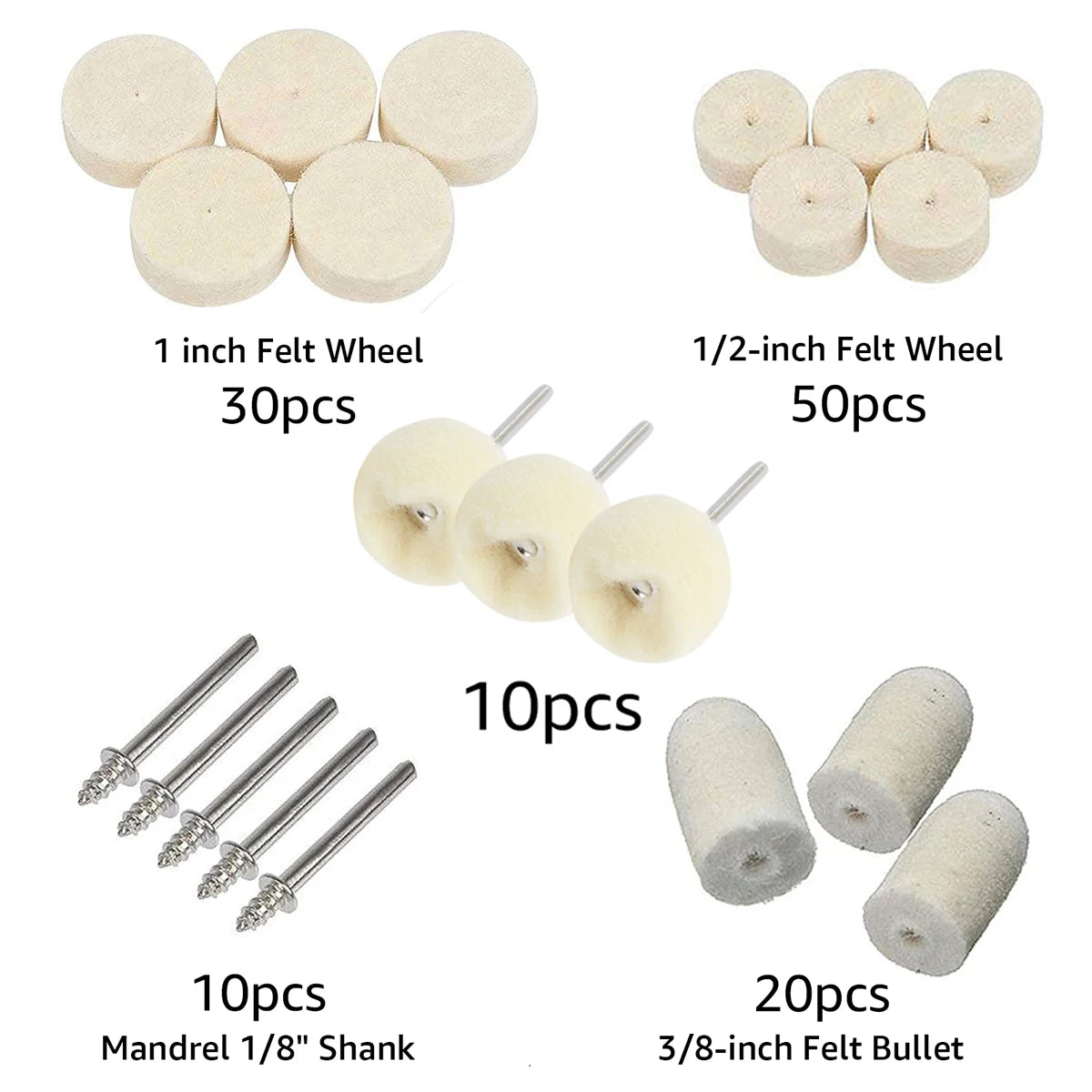 Wool Felt Polishing Wheel Set 100/120/145Pcs – 3mm Rotary Tool Polishing Wheel Set Richie's 120pcs